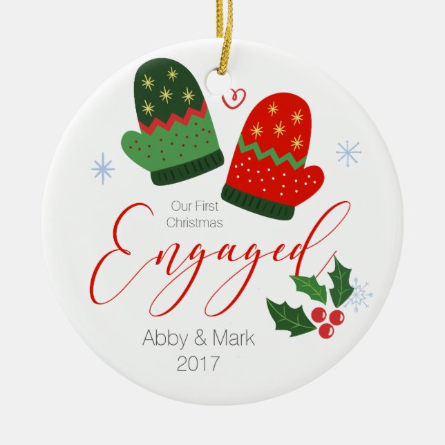 Personalized First Christmas Engaged Ornament (Front)