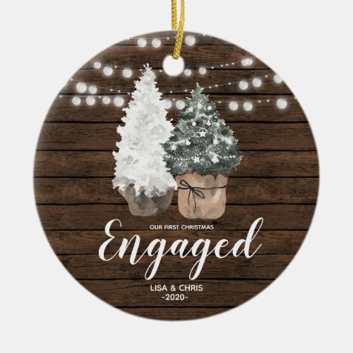 Personalized First Christmas Engaged Ornament