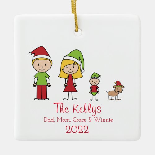 Personalized First Christmas Family Ceramic Ornament