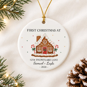 Personalized First Christmas Gingerbread House Ceramic Ornament