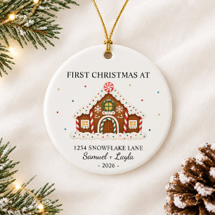 Personalized First Christmas Gingerbread House Ceramic Ornament