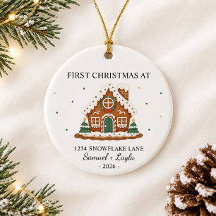 Personalized First Christmas Gingerbread House Ceramic Ornament