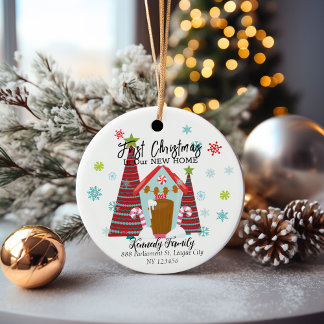 Personalized First Christmas in a New Home Ceramic Ornament
