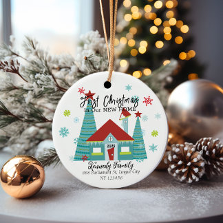 Personalized First Christmas in a New Home Ceramic Ornament