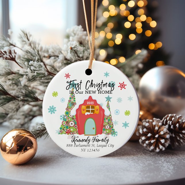 Personalized First Christmas in a New Home  Ceramic Ornament (First Christmas in our NEW HOME)
