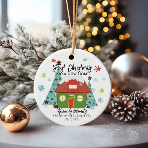 Personalized First Christmas in a New Home  Ceramic Ornament