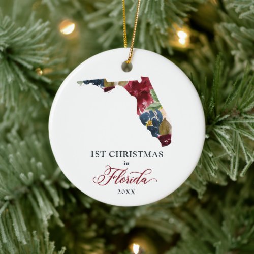 Personalized First Christmas In Florida State Ceramic Ornament