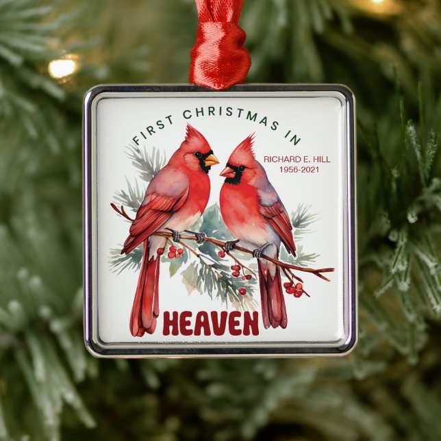 Personalized First Christmas In Heaven Metal Ornament (Tree)