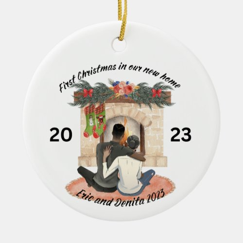 Personalized  first Christmas in new home  Ceramic Ornament