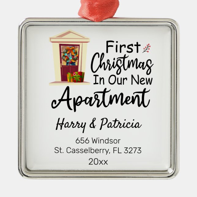 Personalized First Christmas In Our New Apartment Metal Ornament (Front)