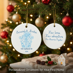 Personalized First Christmas in Our New Home Ceramic Ornament