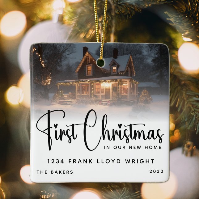 Personalized First Christmas In Our New Home  Ceramic Ornament (Creator Uploaded)