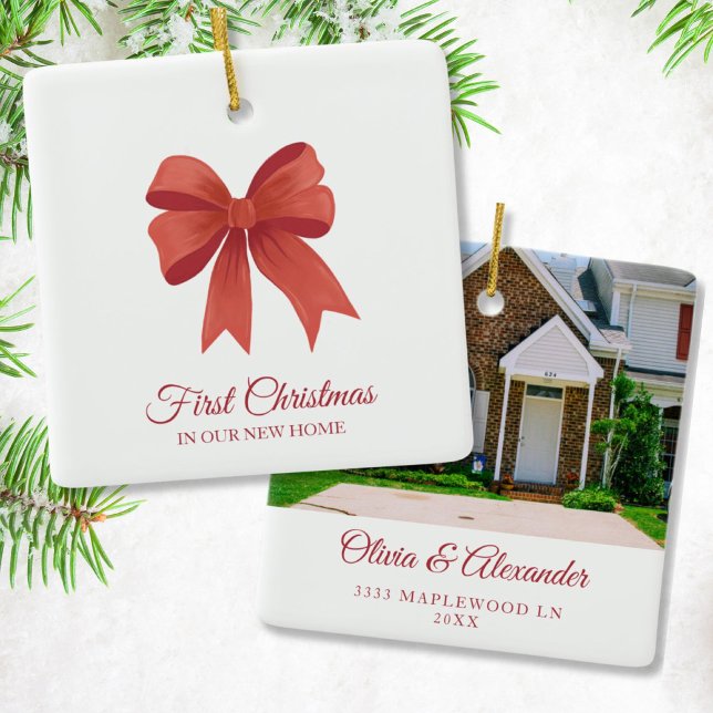 Personalized First Christmas in Our New Home Gift Ceramic Ornament (New House Ornament)