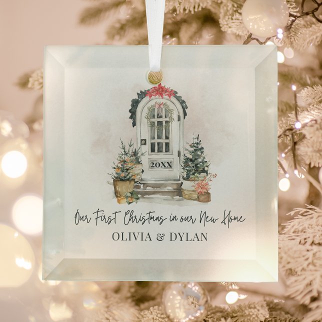 Personalized First Christmas in Our New Home Glass Ornament (Creator Uploaded)