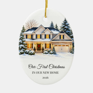 Personalized First Christmas in Our New Home Ornam Ceramic Ornament
