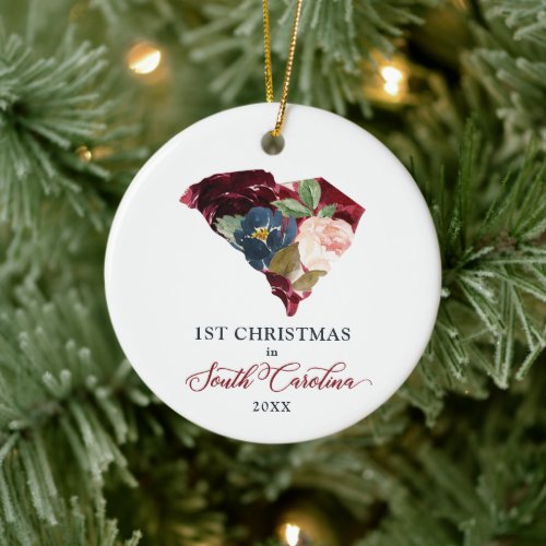Personalized First Christmas in South Carolina Ceramic Ornament
