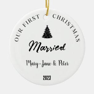 Personalized First Christmas Married Ceramic Ornament