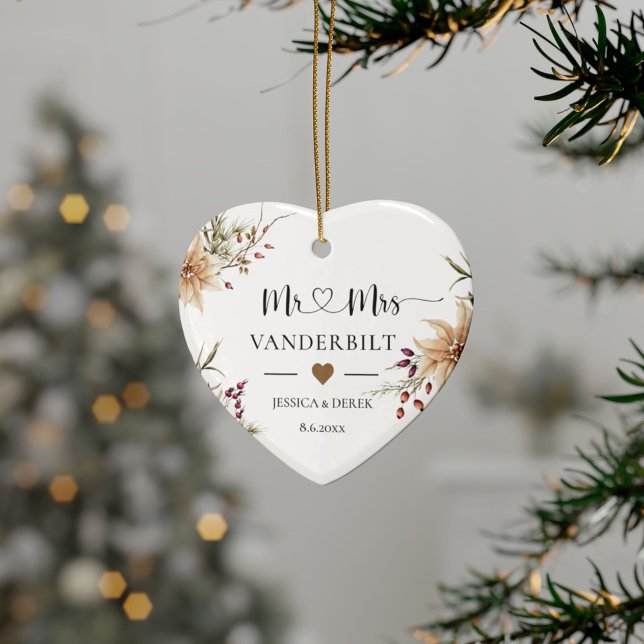Personalized First Christmas Married Keepsake Ceramic Ornament (Creator Uploaded)