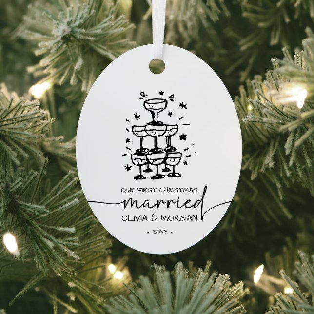 Personalized First Christmas Married Names Metal Ornament (Insitu)