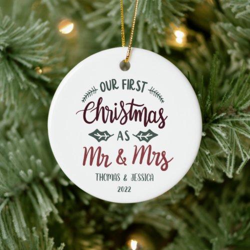 Personalized First Christmas Married Ornament