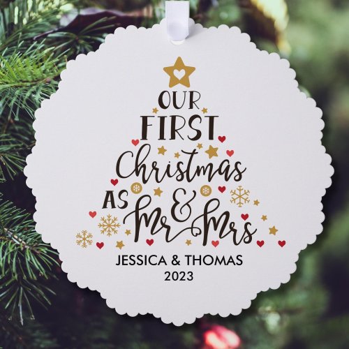 Personalized First Christmas Married Ornament Card