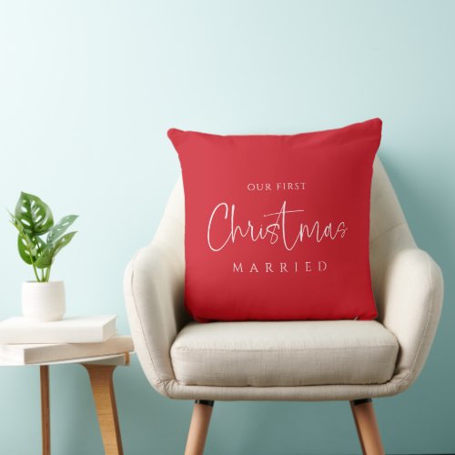 Personalized First Christmas Married Throw Pillow
