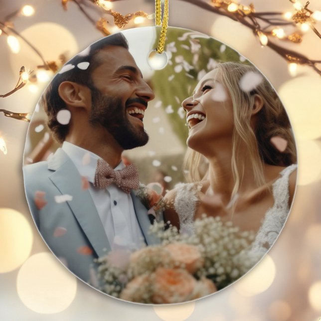 Personalized First Christmas Married Vintage Ceramic Ornament (Creator Uploaded)
