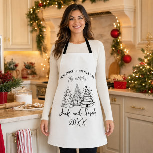 Personalized First Christmas Mr. and Mrs. Apron