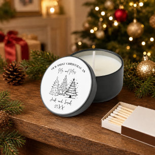 Personalized First Christmas Mr. and Mrs. Mini Candle Favors