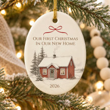 Personalized First Christmas New Home Cottage Orna