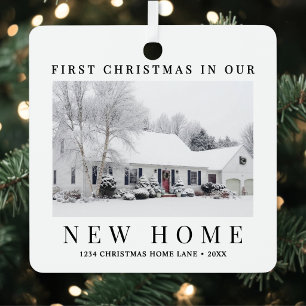Personalized First Christmas New Home House Metal Ornament