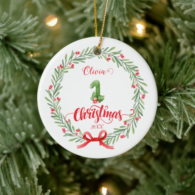 Personalized First Christmas Ornament with Photo (Tree)
