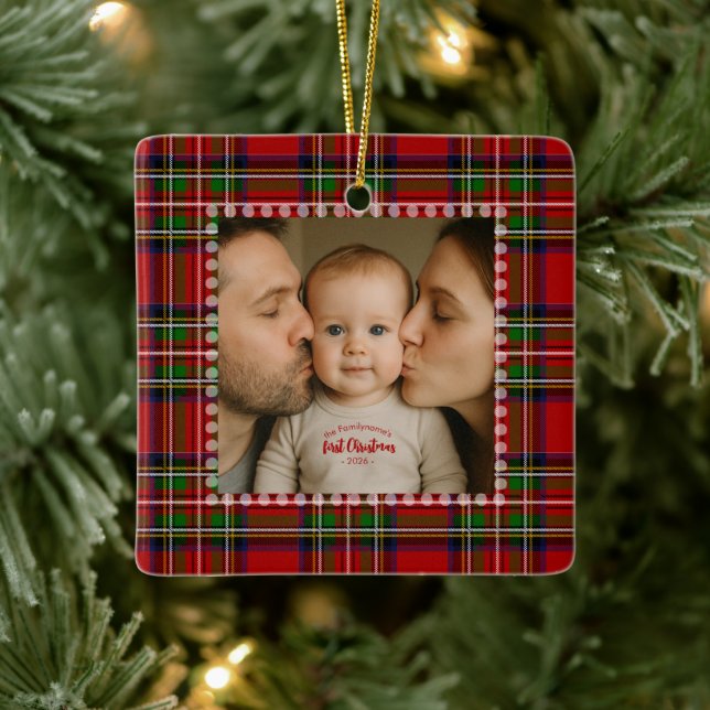 Personalized First Christmas Photo  Ceramic Ornament (Tree)