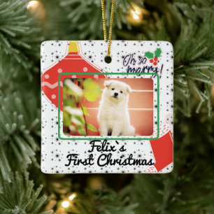 Personalized "First Christmas" Photo Pets Ceramic Ornament