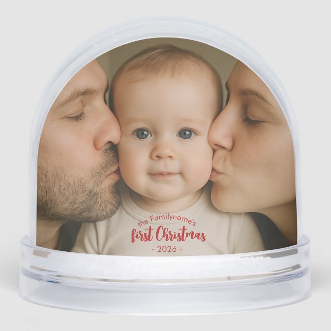 Personalized First Christmas Photo Snow Globe (Front)