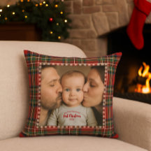 Personalized First Christmas Photo Tartan