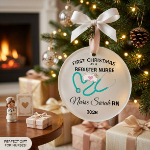 Personalized First Christmas Registered Nurse  Ornament