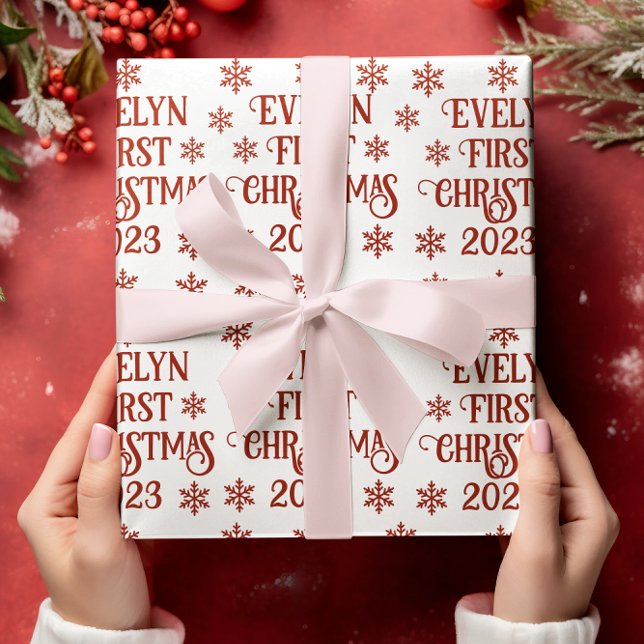 Personalized First Christmas Text  Wrapping Paper (Creator Uploaded)