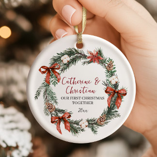 Personalized First Christmas Together Ceramic Ornament