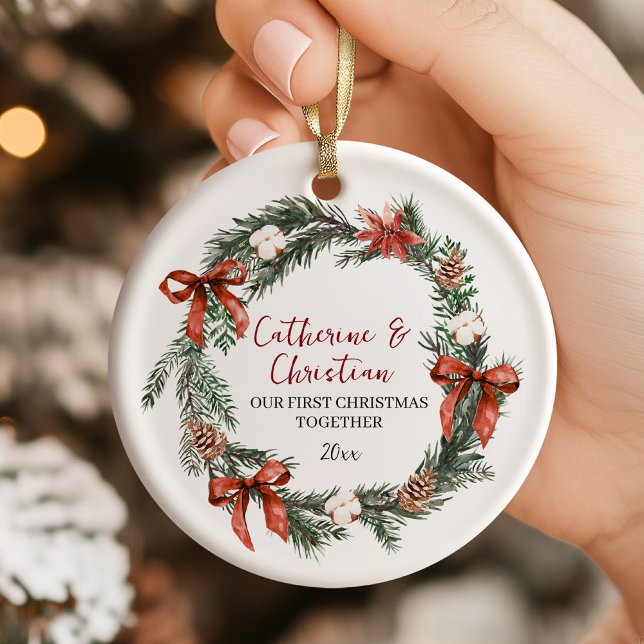 Personalized First Christmas Together Ceramic Ornament (Creator Uploaded)