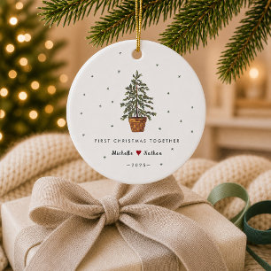Personalized First Christmas Together Couple Ceramic Ornament