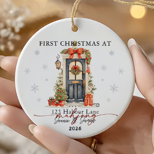 Personalized First Christmas Together in New Home Ceramic Ornament