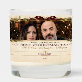 Personalized First Christmas Together Photo Candle