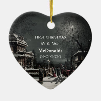 Personalized First Christmas Vintage Ceramic Ornament