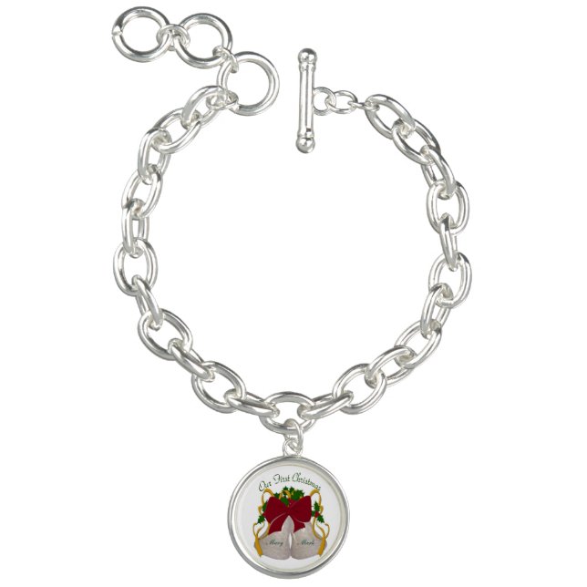 Personalized First Christmas Wedding Bell Bracelet (Product)
