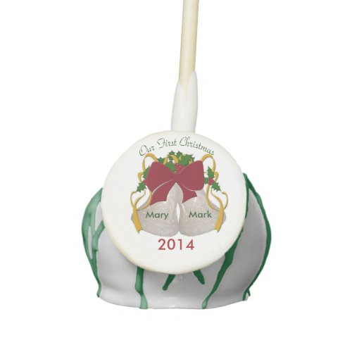 Personalized First Christmas Wedding Bell Cake Pop