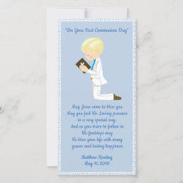Personalized First Communion Bookmark Boy Thank You Card