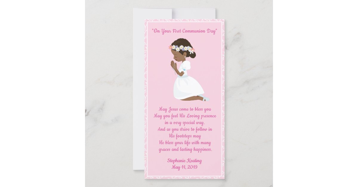 Personalized First Communion Bookmark Girl Thank You Card Zazzle Com