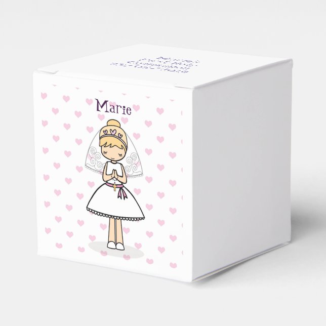 Personalized First Communion Day Girl Favor Boxes (Front Side)