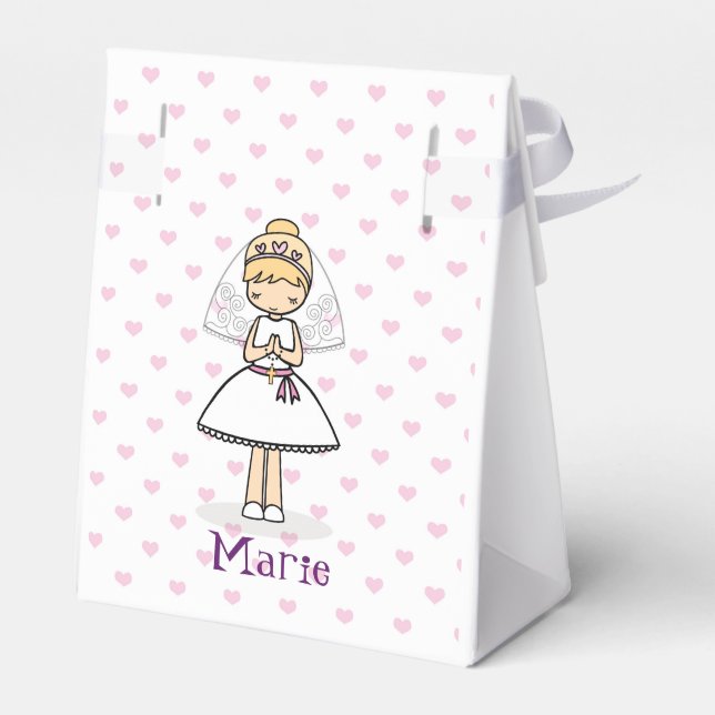 Personalized First Communion Day Girl Favor Boxes (Back Side)